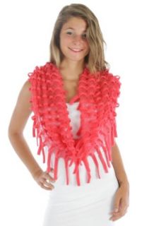 Fashion Chic Fringed ruffle net shawl Pink PCS436