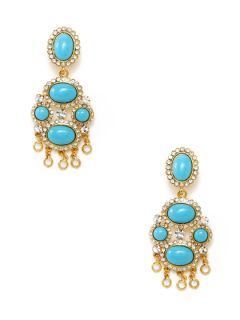 Turquoise & Crystal Chandelier Earrings by Kenneth Jay Lane