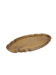 Oval Wood Tray with Scalloped Border by Zodax