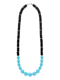 Long Black & Blue Resin Necklace by Kenneth Jay Lane