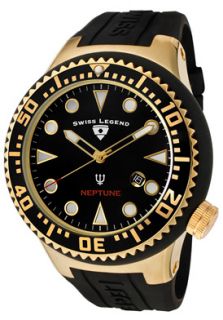 Swiss Legend 21818D YG 01  Watches,Mens Neptune Black Dial Black Rubber, Casual Swiss Legend Quartz Watches