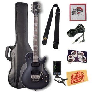 Charvel Desolation DS 1 FR Electric Guitar Bundle with Gig Bag, Tuner, Nylon Strap, 10 Foot Cable, Strings, Pick Card, and Polishing Cloth   Flat Black, Rosewood Fretboard Musical Instruments