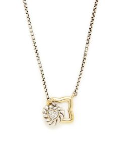 David Yurman Gold Quatrefoil & Diamond Heart Lariat Necklace by Estate Jewelry