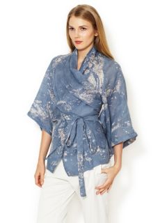 Printed Kimono Sleeve Wrap Blouse by Lamb
