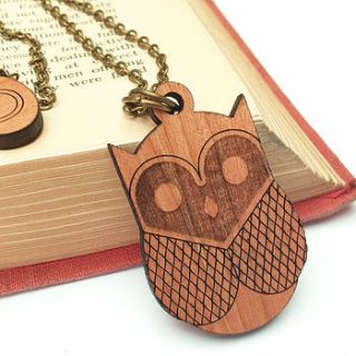 wooden owl necklace by little orange