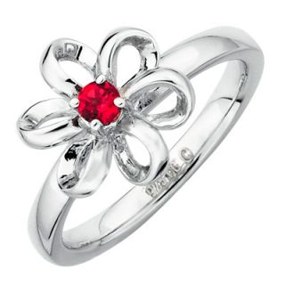 Stackable Expressions™ Polished Three Dimensional Garnet Flower Ring