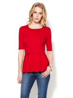 3/4 Sleeve Ponte Peplum Top by The Letter