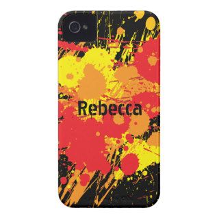 Personalized Paint Splat Fire on black background iPhone 4 Covers