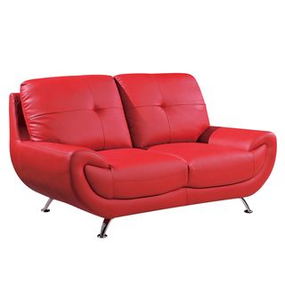 Red Bonded Leather Loveseat Sofas & Loveseats