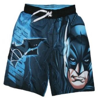 Batman Swim Trunks for Boys (XS 4/5, Blue/Black) Clothing