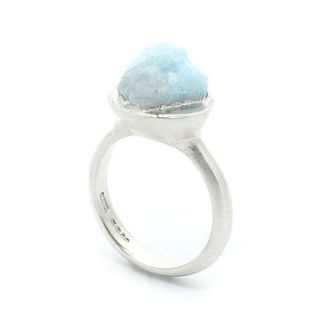 silver aquamarine crystal ring by mabel hasell