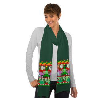 Ugly Christmas Sweater Pattern Dinosaurs Scarves