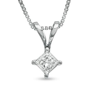 CT. Princess Cut Diamond Solitaire Pendant in 14K White Gold