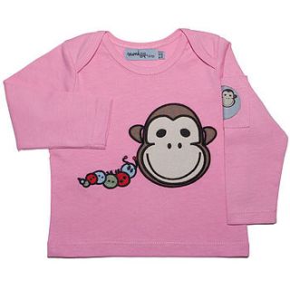 pink organic long sleeve tee with monkey+bob by monkey + bob