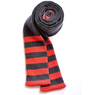 stripe accent skinny knitted scarf by skinny scarf