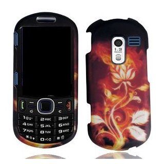 Flame Rose Hard Shell Faceplate Cover Phone Case for Samsung R455C SCH R455C Cell Phones & Accessories