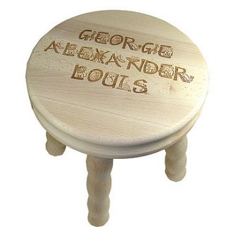 personalised child's alphabet wooden stool by wooden keepsakes