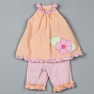 Petit Ami Infant Girl's Orange/ Pink Dress and Shorts Set Petit Ami Girls' Sets