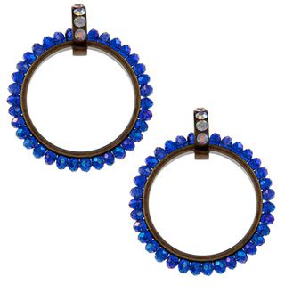 Betsey Johnson Blue Cubic Zirconia Hoop Earrings Betsey Johnson Fashion Earrings