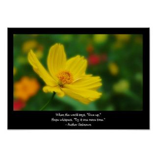 Flora Photo of Yellow Flower with Quote Poster