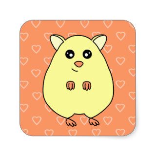 Cute Cartoon Cream Hamster Square Square Stickers