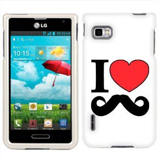 T Mobile LG Optimus F3 I Love Mustache on White Phone Case Cover Cell Phones & Accessories