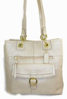 Coach Pebbled Leather Penelope Buckle North South Tote Bag 18890 Pearl White Clothing