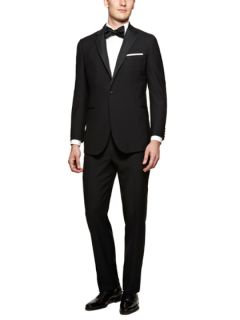 Black Classic Fit Notch Lapel Tuxedo by Martin Greenfield