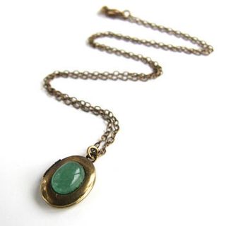 antiqued brass small locket necklace by aliquo