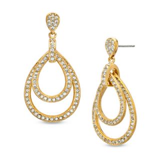 Crystal Double Teardrop Earrings in Brass with 18K Gold Plate   Zales
