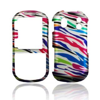 Rubberized Blue Green Pink Purple Silver Colorful Zebra Snap on Design Case Hard Case Skin Cover Faceplate for Samsung Intensity 2 U460 Cell Phones & Accessories