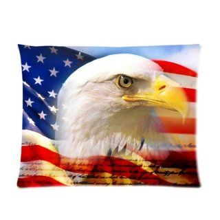 Bald Eagle Head and American Flag Custom Pillowcase Standard Size 20x26 CP 460  
