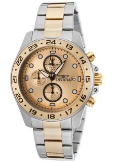 Invicta 15207  Watches,Mens Pro Diver Chronograph Gold Tone Dial Stainless Steel & 18K Gold Plated Stainless Steel, Chronograph Invicta Quartz Watches