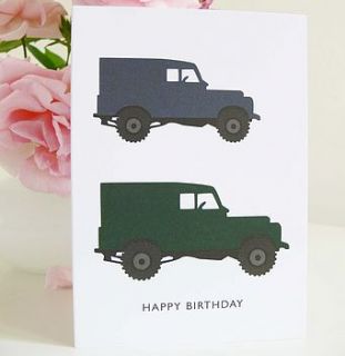land rover greeting card by the sardine's whiskers