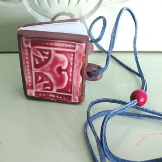 ceramic mini book necklace by ava mae designs