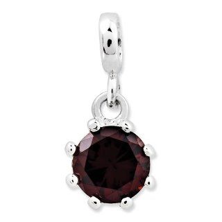 Sterling Silver Dark Red CZ Enhancer Clasp Style Charms Jewelry