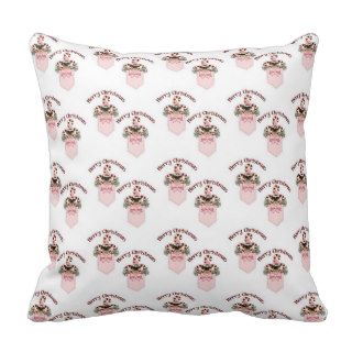 Sweet Pink Christmas Pug Pockets Pillow
