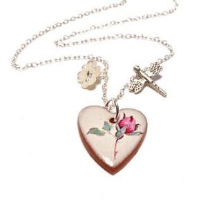 rose ceramic heart charm necklace by eve&fox