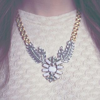 vintage style statement jewel necklace by junk jewels