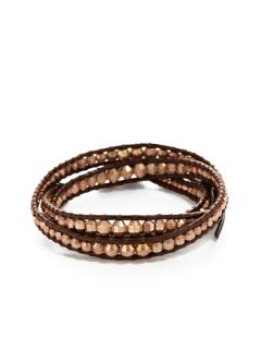 Rose Gold & Brown Leather Wrap Bracelet by Chan Luu