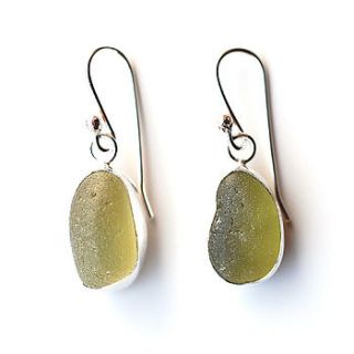 olive sea glass earrings by tania covo
