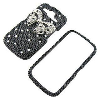 Rhinestones Protector Case for Pantech Burst P9070, 3D Ribbon Full Diamond Clear/Black Cell Phones & Accessories
