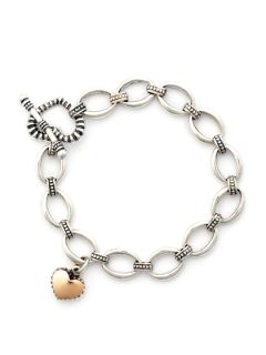Signature Silver & Rose Gold Heart Charm Bracelet by Lagos