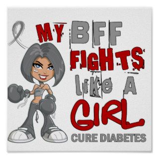 BFF Fights Like Girl 42.9 Diabetes Posters