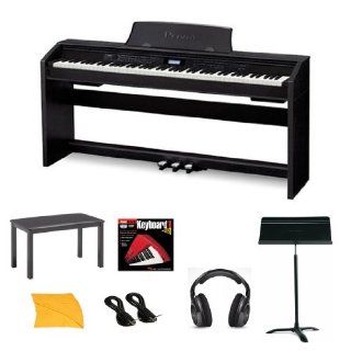 Casio PX780 Digital Piano Bundle With Casio CB7BK Furniture Style Bench, Standard Headphones, Hal Leonard Instructional Book, Quarter Inch Cables , Polishing Cloth & Heavy Duty Music Stand Musical Instruments