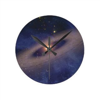 Binary Star Solar System Space Art Round Clock