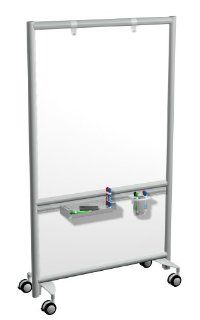 Mobile Dry Erase Whiteboard w Accessory Rail, Double Sided, 37"W x 62"H, Ships Assembled  Dry Erase Boards 