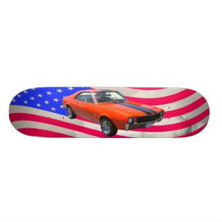 AMC Javlin Car With American Flag Skateboard Deck