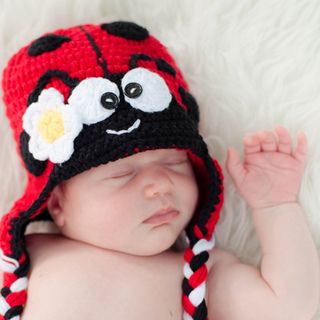 Handmade Baby Ladybug Knit Hat Girls' Clothing