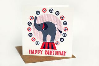 juggling elephant happy birthday card by allihopa